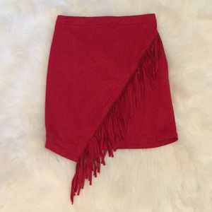 Red fringe skirt